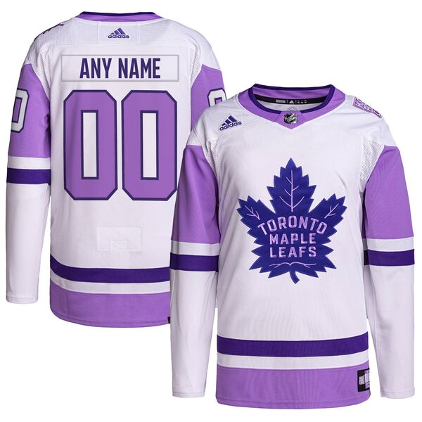 トップス, ベスト・ジレ  Toronto Maple Leafs adidas Hockey Fights Cancer Primegreen Authentic Custom Jersey WhitePurple