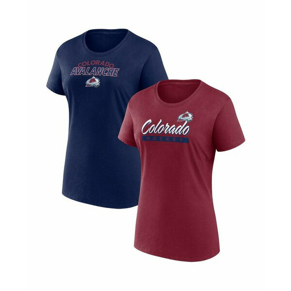 ファナティクス レディース Tシャツ トップス Women's Colorado Avalanche Risk Combo Pack T-Shirt Navy