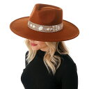 マーカスアドレール レディース 帽子 アクセサリー Women's Wool Blend Felt Hat with Floral Print Band Rus...