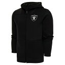 アンティグア メンズ ジャケット＆ブルゾン アウター Las Vegas Raiders Antigua Metallic Logo Protect FullZip Hoodie Black