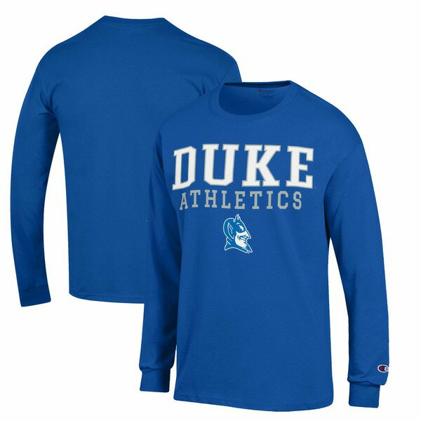 チャンピオン メンズ Tシャツ トップス Duke Blue Devils Champion Stacked Logo Athletics Long Sleeve TShirt Royal