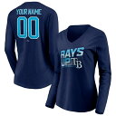 ファナティクス レディース Tシャツ トップス Tampa Bay Rays Fanatics Branded Women's Personalized Hometown Legend Long Sleeve VNeck TShirt Navy