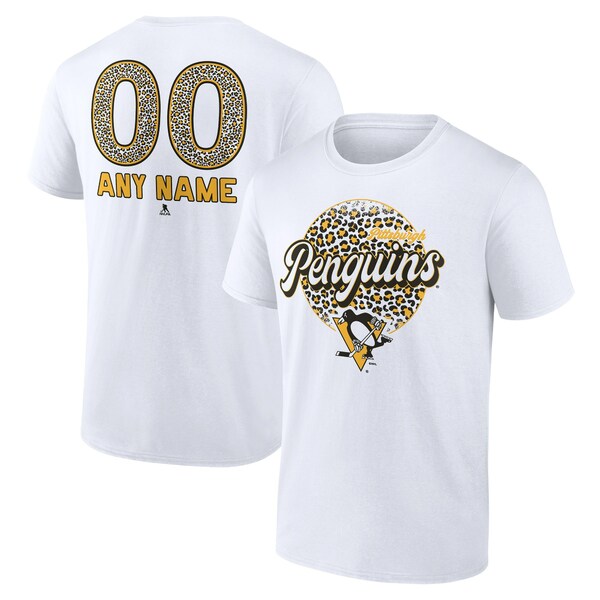 եʥƥ  T ȥåץ Pittsburgh Penguins Fanatics Branded Unisex Personalized Name & Number Leopard Print TShirt White