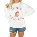 ゲームデイ レディース パーカー・スウェットシャツ アウター USC Trojans Gameday Couture Women's Good Vibes Premium Fleece Drop Shoulder Pullover Sweatshirt White