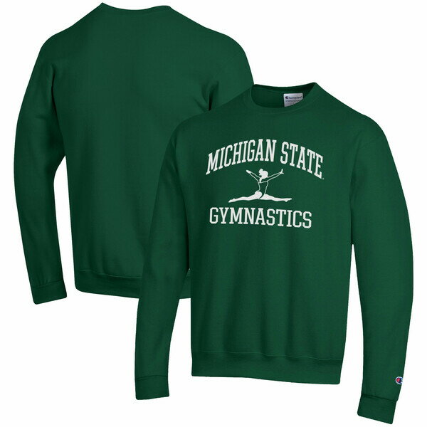 チャンピオン メンズ パーカー スウェットシャツ アウター Michigan State Spartans Champion Gymnastics Icon Powerblend Pullover Sweatshirt Green