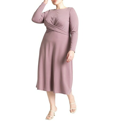 エロクイ レディース ワンピース トップス Women's Plus Size Ponte Twist Detail Dress Grape shake エロクイ レディース ワンピース トップス Women's Plus Size Ponte Twist Detail Dress Grape shake