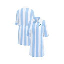 トッミーバハマ レディース カットソー トップス Women's Blue/White Detroit Lions Rugby Beach Stripe Button-Up Tunic Blue, White