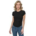ダナキャランニューヨーク レディース カットソー トップス Women's Ribbed Cap-Sleeve T-Shirt Blk - Black