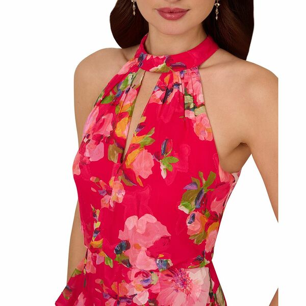 アドリアナ パペル レディース ワンピース トップス Petite Printed Chiffon Ruffle Dress Pink Multi