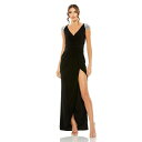 マックダガル レディース ワンピース トップス Women's V Neck Embellished Cap Sleeve Faux Wrap Slit Gow...