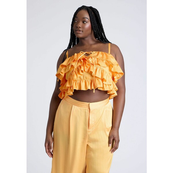 エロクイ レディース カットソー トップス Plus Size Ruffle Layered Top Dried apricot