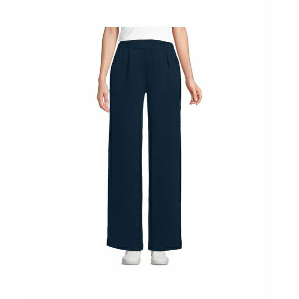ランズエンド レディース カジュアルパンツ ボトムス Women's Sport Knit High Rise Pleated Wide Leg Pants Radiant navy