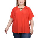 ニューヨークコレクション レディース カットソー トップス Plus Size Raglan Sleeve Top with Chain Details Bit...