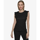 カールラガーフェルド レディース ニット&セーター アウター Women's Textured Cap-Sleeve Top Black