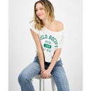 セルフエスティーム レディース カットソー トップス Juniors' Graphic Off-The-Shoulder T-Shirt White
