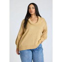 エロクイ レディース ニット&セーター アウター Plus Size Round Neckline Slouchy Sweater Cream(4)