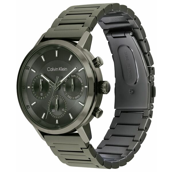 カルバンクライン メンズ 腕時計 アクセサリー Men's Gauge Ionic Plated Barley Green Steel Bracelet Watch, 41mm Dark Green