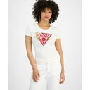 ゲス レディース カットソー トップス Women's Rhinestone Logo T-Shirt Cream White