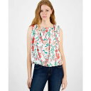 トミー ヒルフィガー レディース カットソー トップス Women's Floral Sleeveless Bubble-Hem Top Ivory Multi(4)
