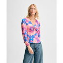 イザックミズラヒ レディース カットソー トップス Women's Knot Front Long Sleeve Blouse Blue multi