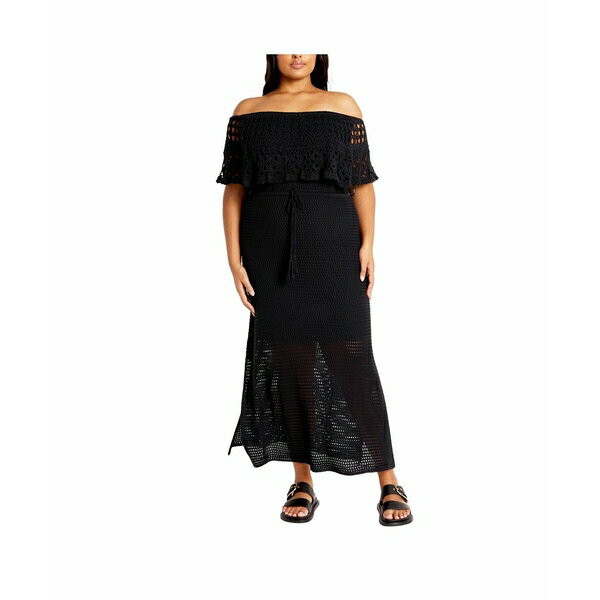 シティーシック レディース ワンピース トップス Plus Size Callie Crochet Dress Black