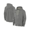 ナイキ メンズ パーカー・スウェットシャツ アウター Men's Charcoal Atlanta Braves Authentic Collection Travel Performance Full-Zip Hoodie Charcoal(4)