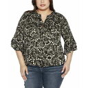 ベルディーニ レディース カットソー トップス Black Label Plus Size Printed Ruffle Sleeve Top Black(4)