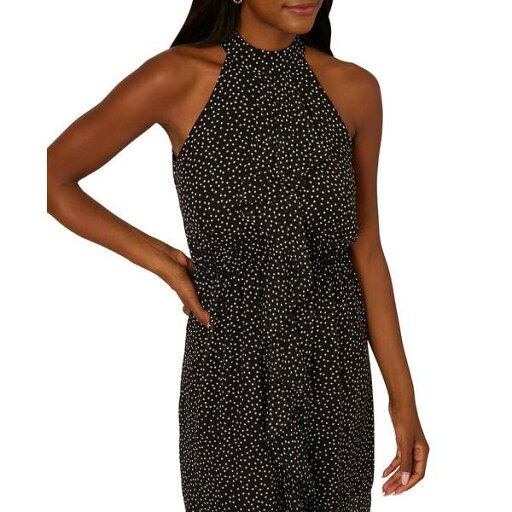 アドリアナ パペル レディース ワンピース トップス Women's Dot-Print Waterfall-Ruffle Dress Black/ivory アドリアナ パペル レディース ワンピース トップス Women's Dot-Print Waterfall-Ruffle Dress Black/ivory