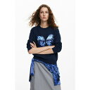 デジグアル レディース ニット&セーター アウター Women's Butterfly sweatshirt Navy blue