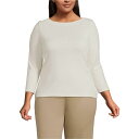 ランズエンド レディース カットソー トップス Plus Size Mariner Jersey Boatneck Top Oyster