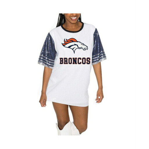 ゲームデイ レディース ワンピース トップス Women's White/Navy Denver Broncos Bling It Full Sequin Jersey Dress Navy, White ゲームデイ レディース ワンピース トップス Women's White/Navy Denver Broncos Bling It Full Sequin Jersey Dress Navy, White
