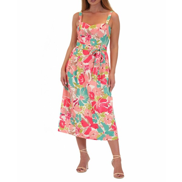 ジュリア ジョーダン レディース ワンピース トップス Women's Floral-Print Tie-Waist Midi Dress Ivory/mult
