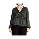 シティーシック レディース カットソー トップス Plus Size Lilian Sparkle Top Black(4)