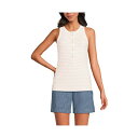 ランズエンド レディース カットソー トップス Women's Drapey Rib Fitted Henley Tank Top Ivory/sunset c...