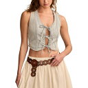 ラッキーブランド レディース カットソー トップス Women's Denim Tie-Front Vest Boho Chic Wash