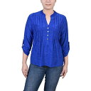 ニューヨークコレクション レディース カットソー トップス Petite 3/4 Roll Tab Pullover Top Surf The Web