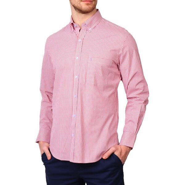 テーラーバード メンズ シャツ トップス Men's Signature Gingham Long Sleeve Shirt Sunwashed red