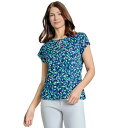 ジョーンズニューヨーク レディース カットソー トップス Women's Printed Cap-Sleeve Top Pacific Navy Multi