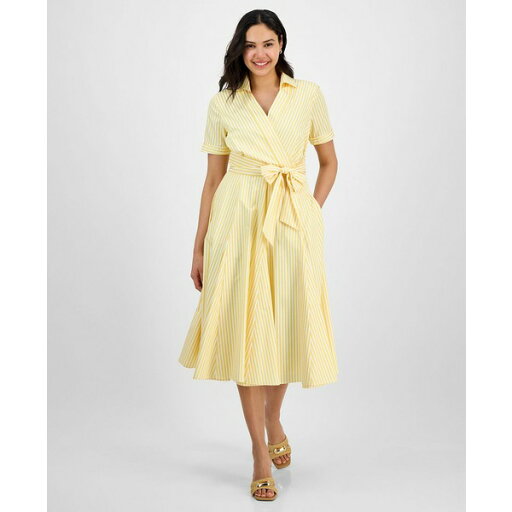 タハリエーエスエル レディース ワンピース トップス Tahari Women's Collared V-Neck Short-Sleeve Dress Sunflower タハリエーエスエル レディース ワンピース トップス Tahari Women's Collared V-Neck Short-Sleeve Dress Sunflower