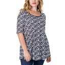 24セブンコンフォート レディース カットソー トップス Print Elbow Sleeve Casual Tunic Top Miscellane