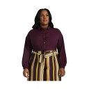 ポエティックジャスティス レディース カットソー トップス Plus Size Cropped Button Down Tie Front Shirt Dark...