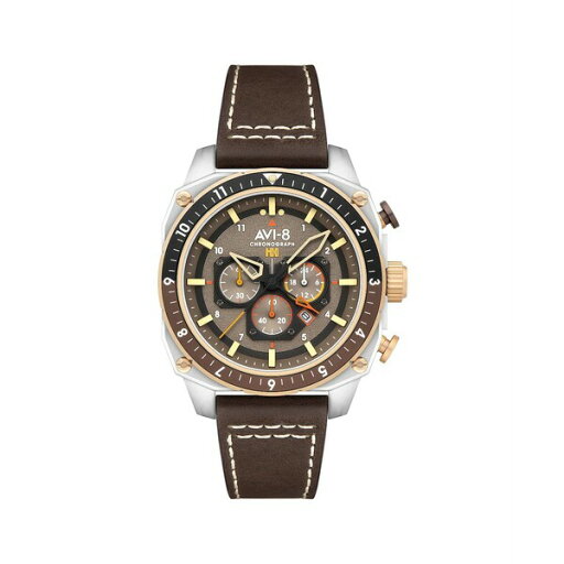 アヴィエイト メンズ 腕時計 アクセサリー Men's Hawker Hunter Atlas Dual-Time Chronograph Brown Leather Strap Watch, 44mm Gray アヴィエイト メンズ 腕時計 アクセサリー Men's Hawker Hunter Atlas Dual-Time Chronograph Brown Leather Strap Watch, 44mm Gray