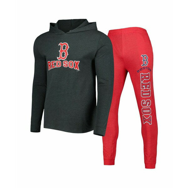 コンセプトスポーツ メンズ パーカー・スウェットシャツ アウター Men's Heather Red, Heather Charcoal Boston Red Sox Meter Pullover Hoodie and Joggers Set Heather Red, Heather Charcoal