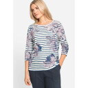 オルセン レディース カットソー トップス Women's Floral and Stripe Print T-Shirt Ink blue