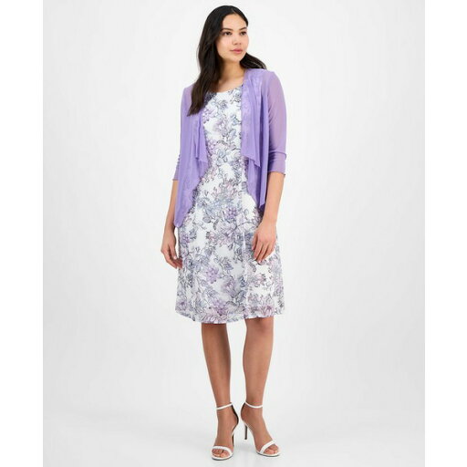 コネクテッド レディース ワンピース トップス Women's 2-Pc. Open-Front Jacket & Floral Dress Set Orchid コネクテッド レディース ワンピース トップス Women's 2-Pc. Open-Front Jacket & Floral Dress Set Orchid
