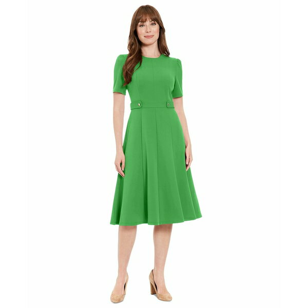 ɥ󥿥ॹ ǥ ԡ ȥåץ Women's Puff-Sleeve Tab-Detail Fit & Flare D...