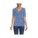 ランズエンド レディース カットソー トップス Women's Elbow Sleeve Lightweight Jersey Side Tie Blouse ...