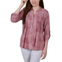 ニューヨークコレクション レディース カットソー トップス Petite Pintuck Roll Tab Sleeve Top Mauve Tie Dye(4)