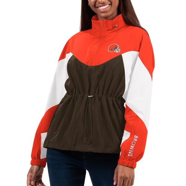 カールバンクス レディース ジャケット&ブルゾン アウター Cleveland Browns GIII 4Her by Carl Banks Women's Tie Breaker Lightweight QuarterZip Jacket Brown/Orange