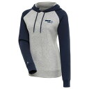 アンティグア レディース パーカー・スウェットシャツ アウター Seattle Seahawks Antigua Women's Victory Raglan Sleeve Pullover Hoodie Heather Gray/College Navy